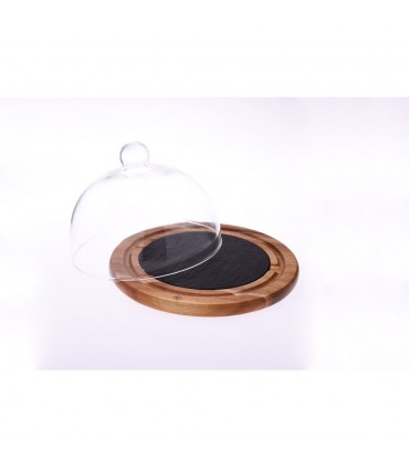 Set Formaggio Laguiole con Coperchio in Vetro e Vassoio in Legno