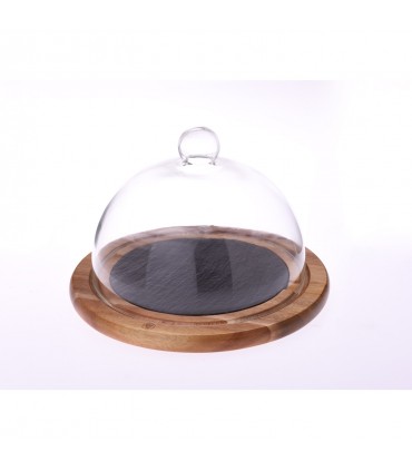 Set Formaggio Laguiole con Coperchio in Vetro e Vassoio in Legno