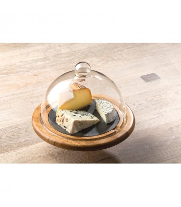 Set Formaggio Laguiole con Coperchio in Vetro e Vassoio in Legno