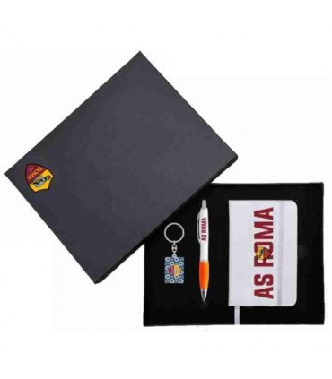 Set Penna con Blocco Appunti e Portachiavi in Metallo  AS Roma