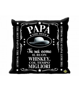 Cuscino Whiskey Papà 46x46 cm colore nero