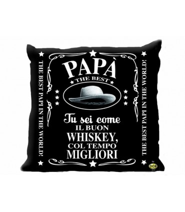 Cuscino Whiskey Papà 46x46 cm colore nero