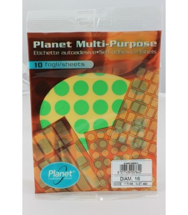 Et. Adesive in bustina diam. 16   colore verde