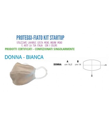 Mascherine Proteggi-Fiato Donna in Cotone 100% Lavabile idrorepellente e Traspirante conf. 10 pz. colore Bianco