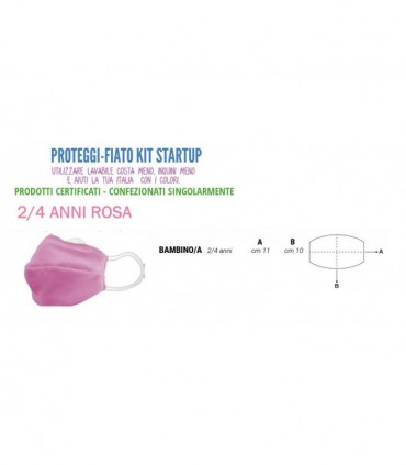 Mascherine Proteggi-Fiato Bambino 2-4 Anni  in Cotone 100% Lavabile idrorepellente e Traspirante conf. 10 pz. colore Azzurro