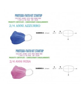 Mascherine Proteggi-Fiato Bambino 2-4 Anni  in Cotone 100% Lavabile idrorepellente e Traspirante conf. 10 pz. colore Azzurro