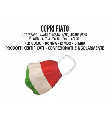 Mascherine Proteggi-Fiato Adulto Tricolore in Cotone 100% Lavabile idrorepellente e Traspirante conf. 10 pz.