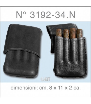 Portasigari Sagomato per 4 mezzi Toscani Finitura  "Tipo Pelle" colore nero