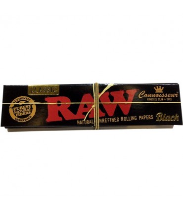 Cartina Raw Natural Black Connoisseur + Filtri in carta conf. 24 libretti