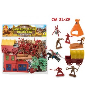 Busta Indiani e Cowboy con Mappa 33 pz.