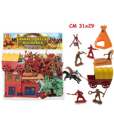 Busta Indiani e Cowboy con Mappa 33 pz.