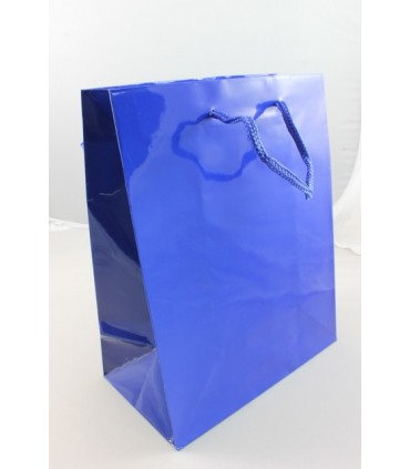  Buste carta manico in corda misura 20x25  colore Blu Lucido conf. 10  pz
