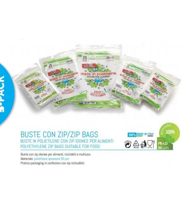 Buste in Politiene per Alimenti mis.7x10 cm cpm Zip conf. 50 pz.