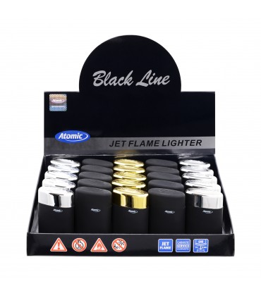 Accendino Atomic Black Turbo Jetflame conf. 25 pz. assortito con 5 fantasie