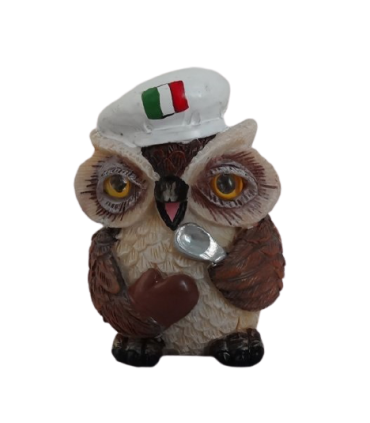 Statuina in Resina Gufo Chef H.8 cm