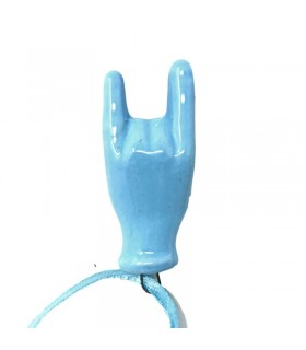 Corna Portafortuna in Ceramica H. 5 Cm colore Azzurre realizzate e dipinte a mano