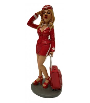 Caricature Mestieri "Hostess Assistente di Volo" H. 15 cm