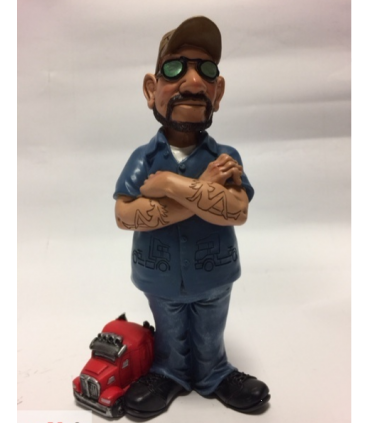 Caricature Mestieri "Il Camionista con Motrice" H. 15 cm