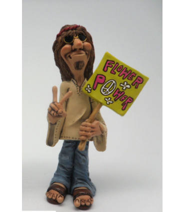 Caricatura Hippie "Man Flower Power" H.15 cm