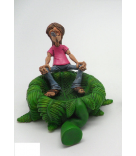 Caricatura Hippie "Man su Posacenere" H.11 cm
