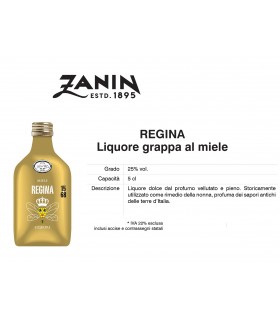 Distillati Mignon Zanin Regina Liquore Grappa al Miele 25° da 5cl Cartone da 12 pz.