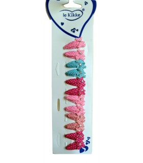 Fermagli Clic Clac Le kikke con Orso Pois e Strass da Bambina Blister 12 pz. colori assortiti come da foto
