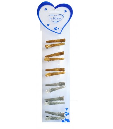 Fermagli per Capelli  Le Kikke Oro/Argento con Becco conf. 12 pz.