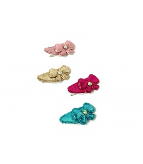 Fermagli Clic Clac Le kikke con Fiocco e Strass L.7 cm Blister 12 pz. colori assortiti come da foto