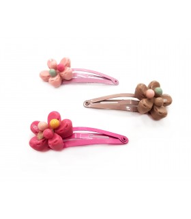 Fermagli Clic Clac Le kikke con Fiore da Bambina Conf. 12 pz. colori assortiti come da foto