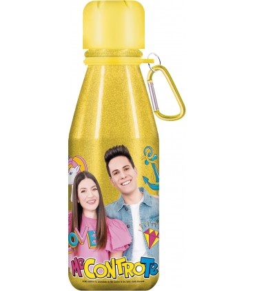 Borraccia in Alluminio Glitterate Me Contro Te da 500ml  Expo da 8 pz. colori assortiti