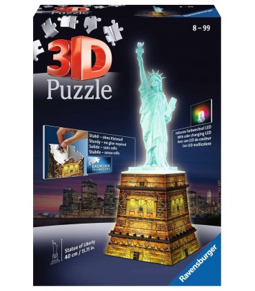Puzzle Ravensburger 3D che si Illumina H.40 cm 216 pz. Statua della Libertà