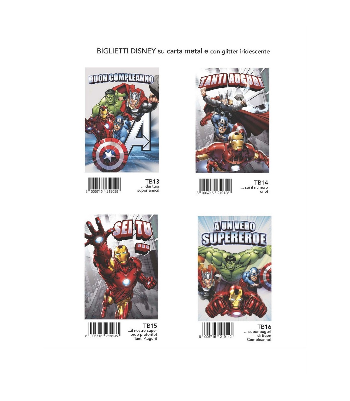 Biglietto Marpimar Compleanno The Avengers conf.12 pz. assortiti