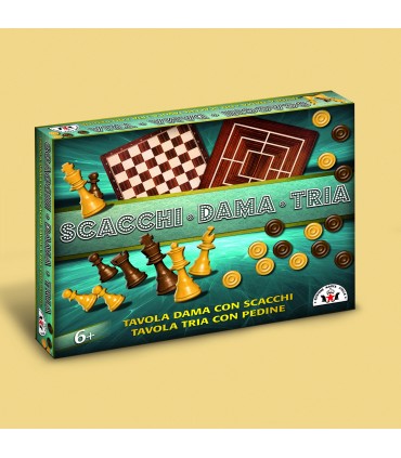 Gioco Scacchi Dama Tria con Pedine e Scacchi in Plastica