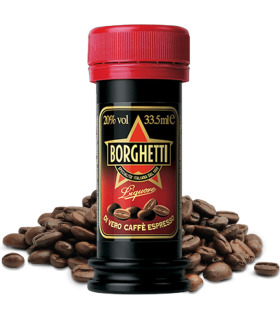 BORGHETTI LIQUORE AL CAFFE' MIGNON 20° BOTTIGLIA IN PLASTICA DA 33.5ML CARTONE DA 50 PZ.