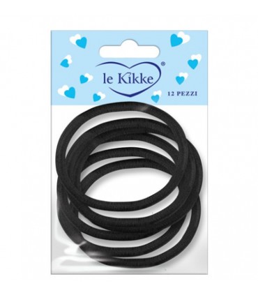Elastico per Capelli Bustina 6pz. DIam.4.5 cm colore Nero conf. 12 bustine