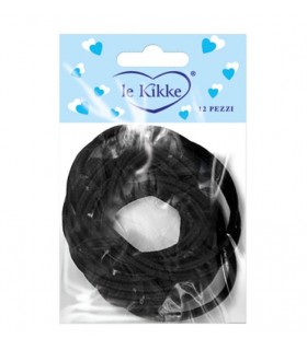 Elastici per Capelli Le Kikke Bustina 12pz. Diam.6 cm colore Nero conf. 12 bustine