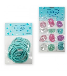 Elastici per Capelli Le Kikke Bustina 12pz. Diam.6 cm colori Pastello con Glitter conf. 12 bustine