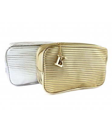 Beauty Case Donna Rigato Effetto Intrecciato Le Kikke Dim.28x18 cm Disponibile in 3 colori