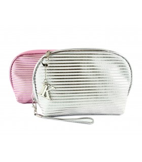Beauty Case Donna Rigato Effetto Intrecciato Le Kikke Dim.22x15 cm Disponibile in 3 colori
