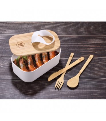 Porta Pranzo Laguiole con Coperchio e Posate in Bamboo