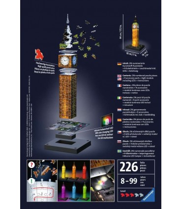 Puzzle Ravensburger 3D che si Illumina H.44 cm 216 pz. Big Ben