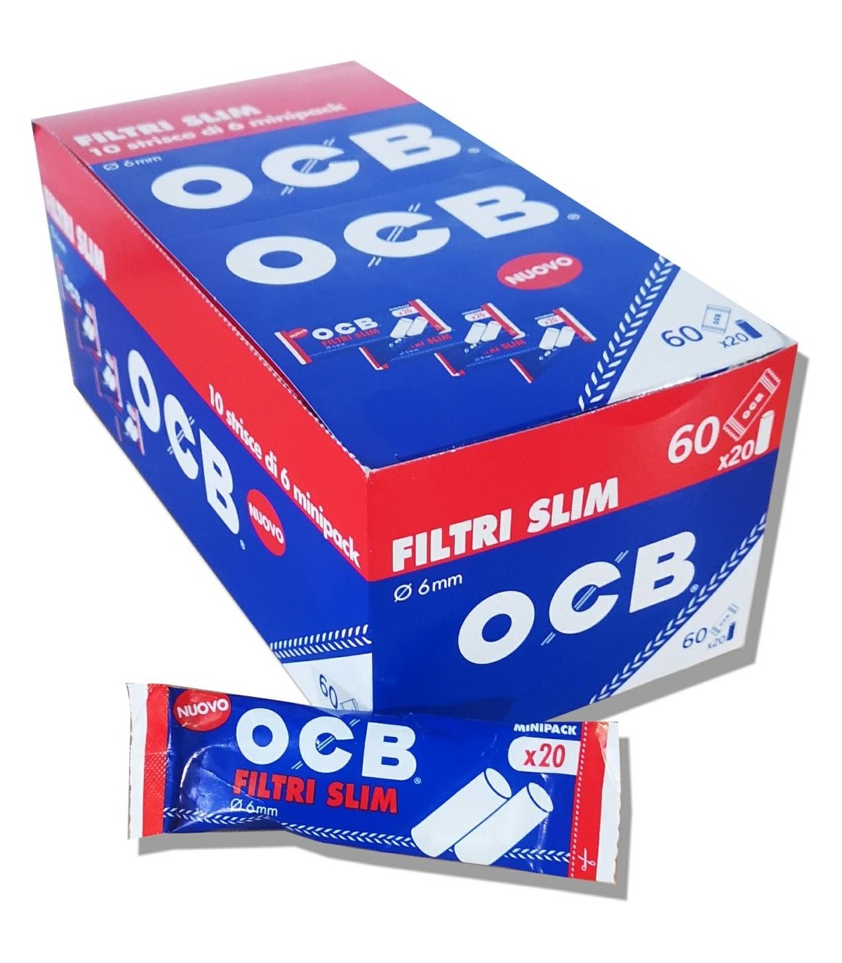 Filtri OCB slim 6mm. in bustina conf. 60 bustine da 20 filtri