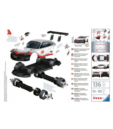 Puzzle Ravensbrurger 3D 136 pz. Porsche 911 GT3 Cup