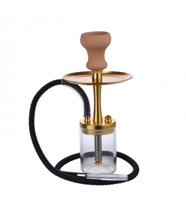 Narghilè Champ Deroua Gold in Vetro 1 Tubo H.50 cm colore Nero