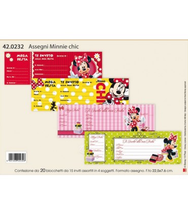 Assegni Minnie Chic conf. 20 blocchetti da 15 inviti