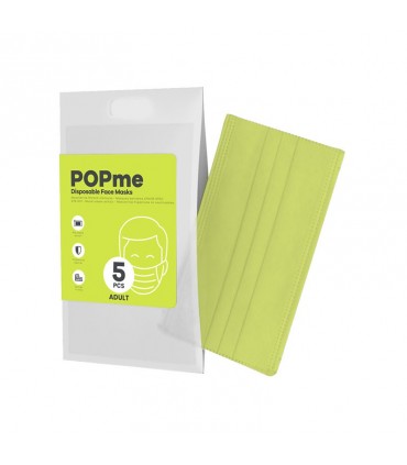 Mascherine Chirurgiche Protettive POPme Monouso 3 Strati colore  Lime Blister da 5 pz.