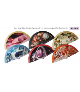 Ventagli in Legno Dipinti a Mano su Entrambi i Lati conf. 12 pz. assortiti come in foto