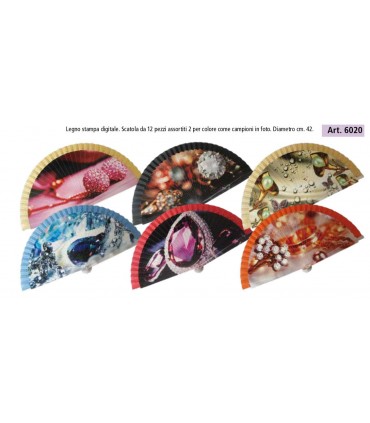 Ventagli in Legno Dipinti a Mano su Entrambi i Lati conf. 12 pz. assortiti come in foto