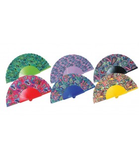 Ventagli in Tessuto e Manico in Legno conf. da 12 pz. assortiti come in foto