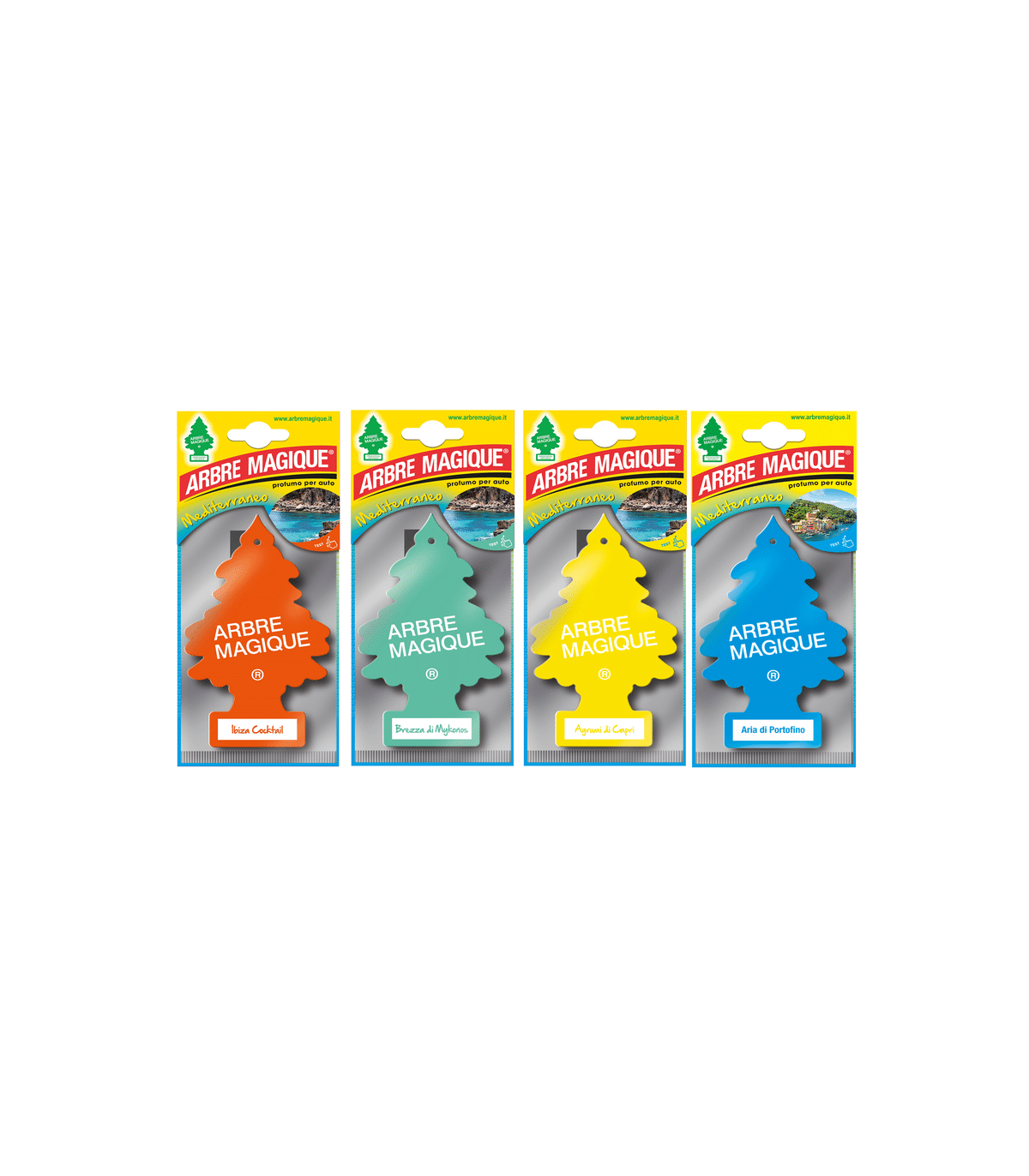 Arbre Magique Mono Fruit Cocktail (6 Pezzi) + Arbre Magique POP Exotic (1 Pezzo) | Profumatori Auto Solidi Made In Italy